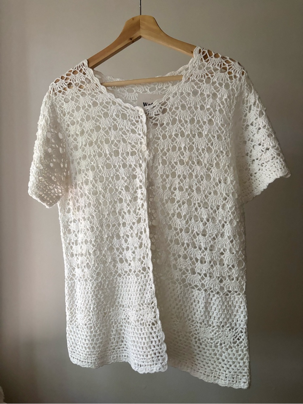 Vintage White Cotton Crochet Cardigan